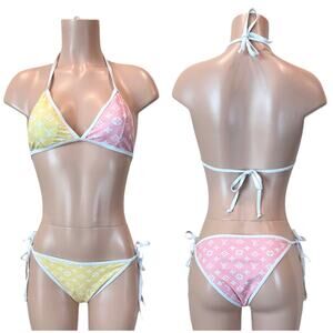 LV Monogram Color-block Pastel Colored Bikini SZ XL